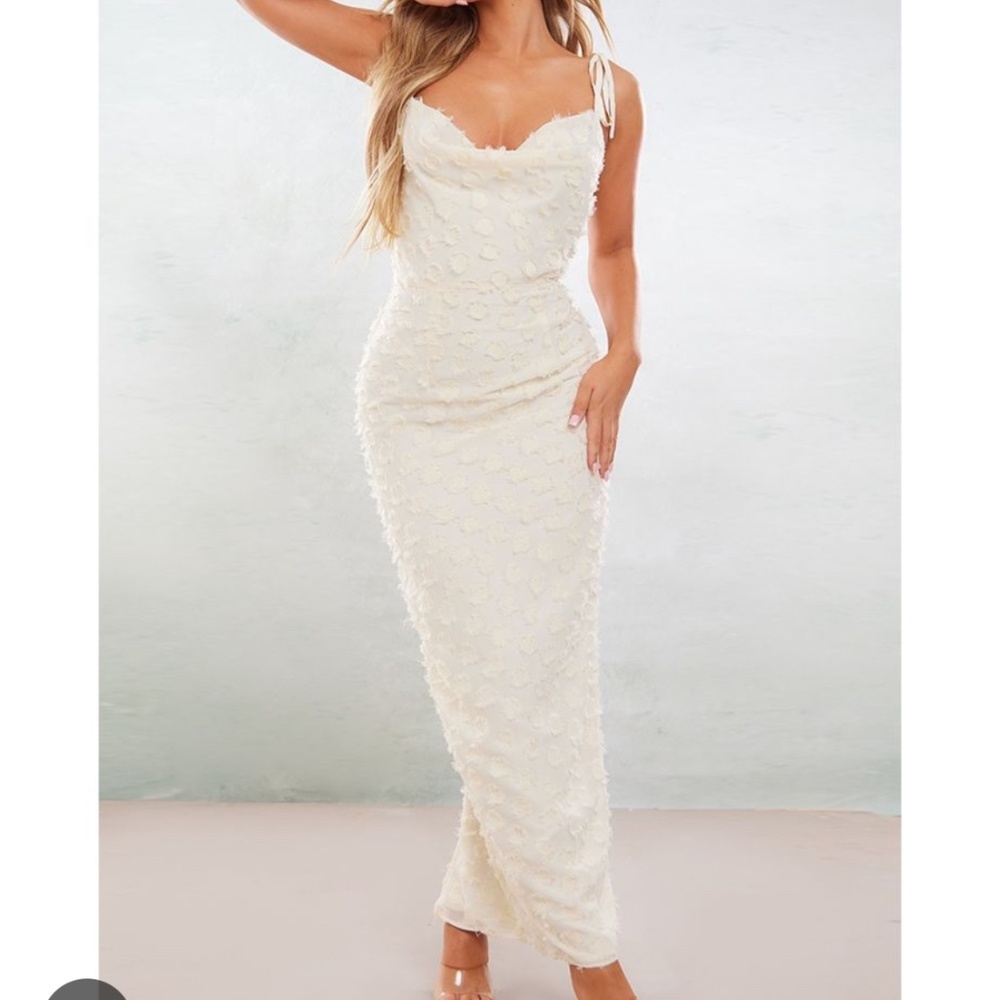 Cream cowl neck maxi dress